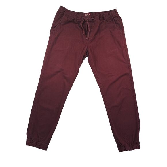Matchstick Elastic Waist Joggers Pull On Chino Pants Men's Size 40 Burgundy - Picture 2 of 11